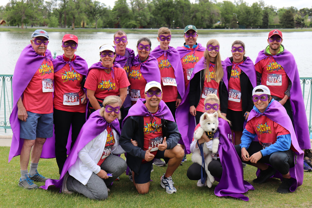 Walkers pose for a photo at the Walk to End Epilepsy in Denver