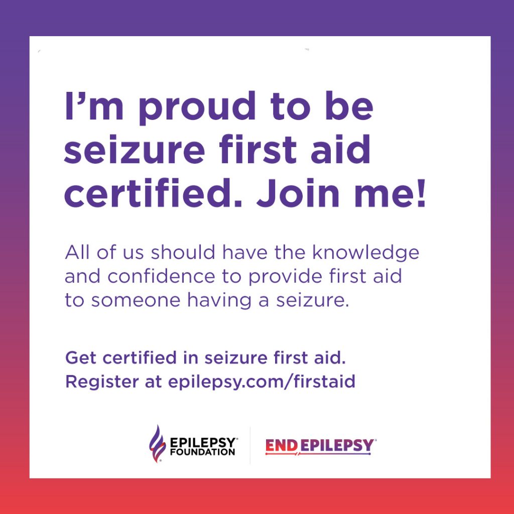social media image for celebrating successful seizure first aid certification