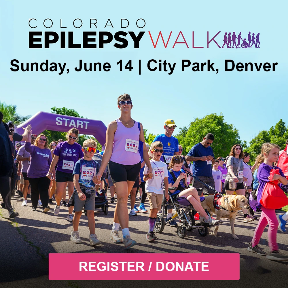 People participating in the Denver Walk with register button