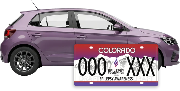 Purple car with Epilepsy license plate